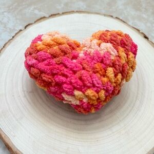 Handmade Crochet Fluffy Heart | Chenille Plush Decor | Bubblegum Pink